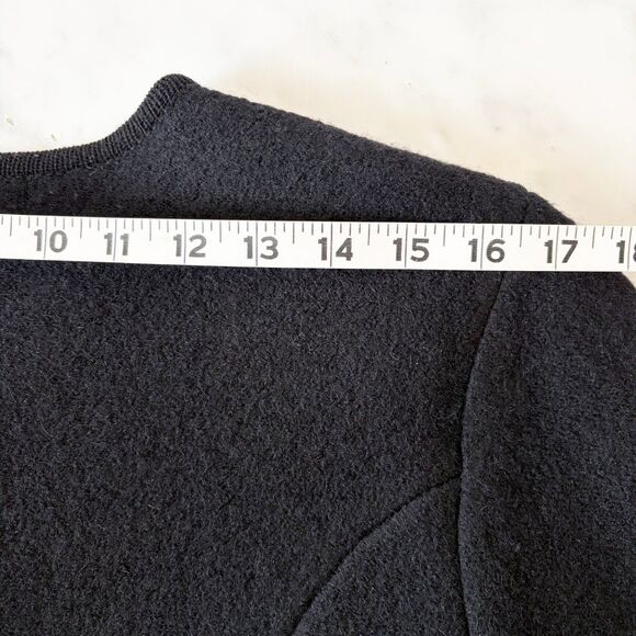Requirements Black Cardigan Women's M Boiled Wool Sweater Metal Floral Buttons - Picture 6 of 9